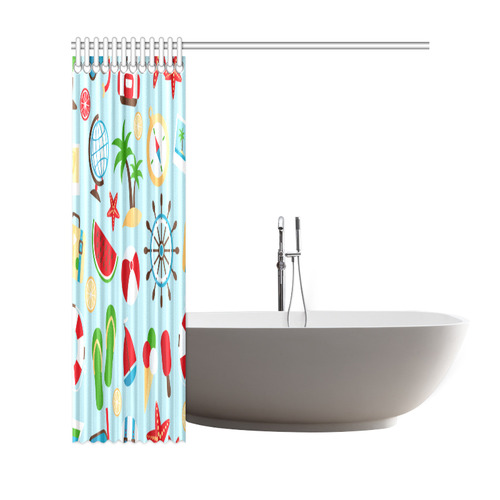 World Travel Beach Summer Fun Shower Curtain 69"x72"