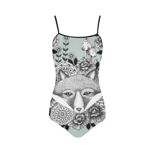 woodlands - fox and flowers pattern Strap Swimsuit ( Model S05)