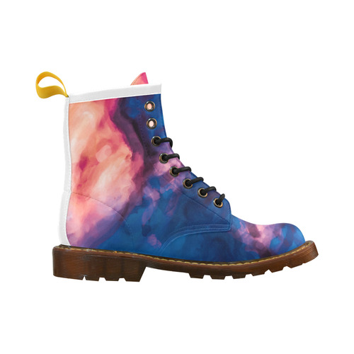 psychedelic milky way splash painting texture abstract background in red purple blue High Grade PU Leather Martin Boots For Men Model 402H