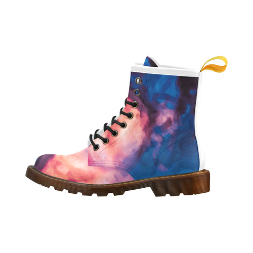 psychedelic milky way splash painting texture abstract background in red purple blue High Grade PU Leather Martin Boots For Men Model 402H