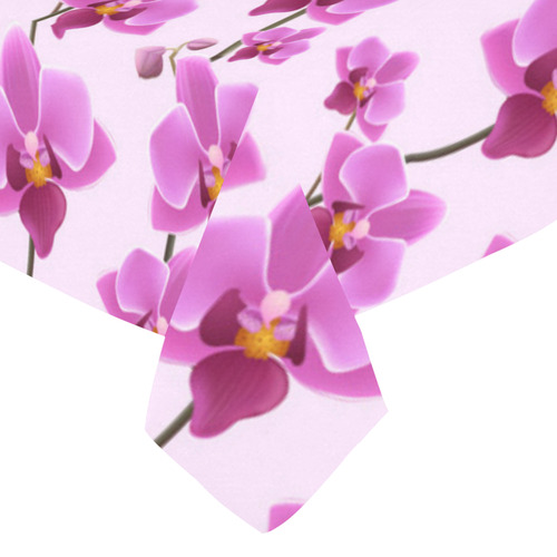 Orchid Floral Pattern Cotton Linen Tablecloth 52"x 70"