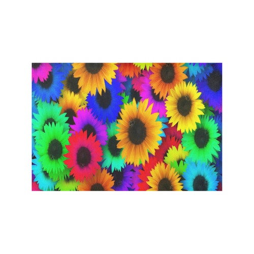 Neon Rainbow Pop Sunflowers Placemat 12’’ x 18’’ (Four Pieces)