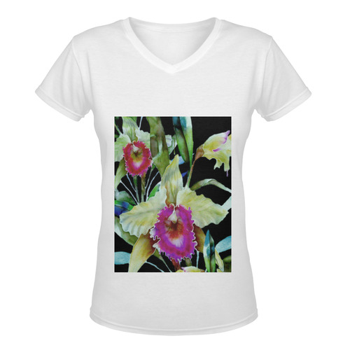 Orchid 4 Women's Deep V-neck T-shirt (Model T19)