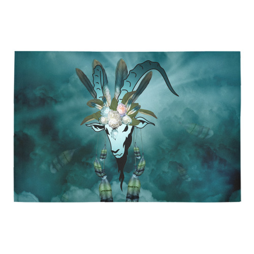 The billy goat with feathers and flowers Azalea Doormat 24" x 16" (Sponge Material)