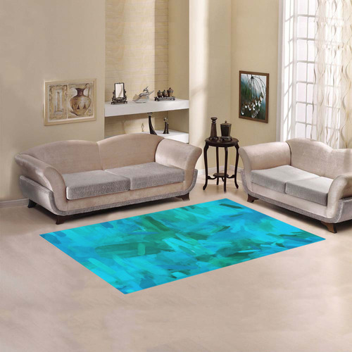 splash painting abstract texture in blue and green Area Rug 5'x3'3''