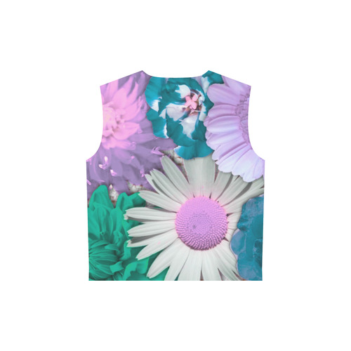 lovely flowers turquoise All Over Print Sleeveless Hoodie for Women (Model H15)