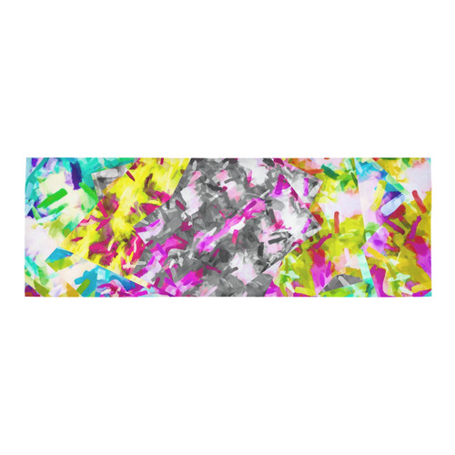 camouflage psychedelic splash painting abstract in pink blue yellow green purple Area Rug 9'6''x3'3''