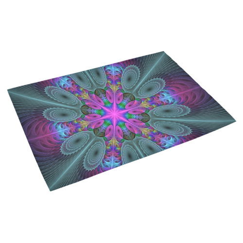 Mandala From Center Colorful Fractal Art With Pink Azalea Doormat 30" x 18" (Sponge Material)