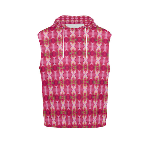 Pink Blast Floral All Over Print Sleeveless Hoodie for Women (Model H15)