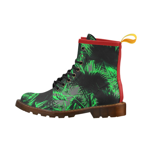 green palm leaves texture abstract background High Grade PU Leather Martin Boots For Men Model 402H