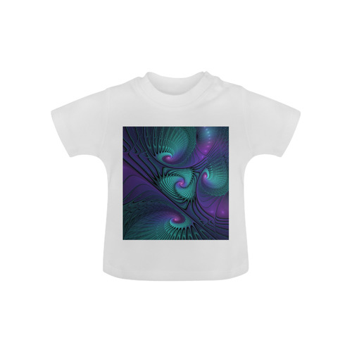 Purple meets Turquoise modern abstract Fractal Art Baby Classic T-Shirt (Model T30)