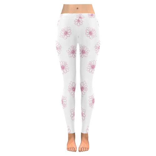 Pink floral pattern Women's Low Rise Leggings (Invisible Stitch) (Model L05)