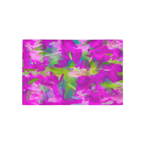 splash painting abstract texture in purple pink green Area Rug 5'x3'3''