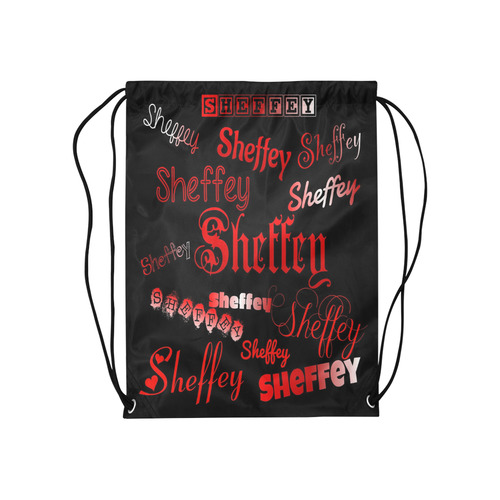 Sheffey Fonts - Red on Black Medium Drawstring Bag Model 1604 (Twin Sides) 13.8"(W) * 18.1"(H)