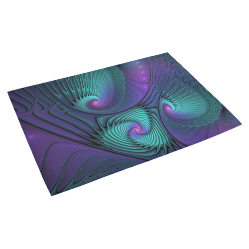 Purple meets Turquoise modern abstract Fractal Art Azalea Doormat 30" x 18" (Sponge Material)