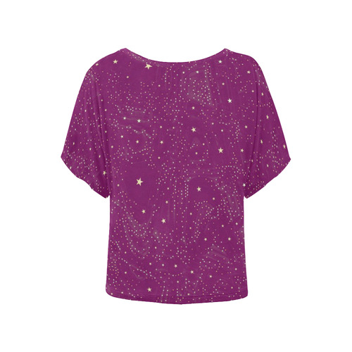 Awesome allover Stars 01E by FeelGood Women's Batwing-Sleeved Blouse T shirt (Model T44)