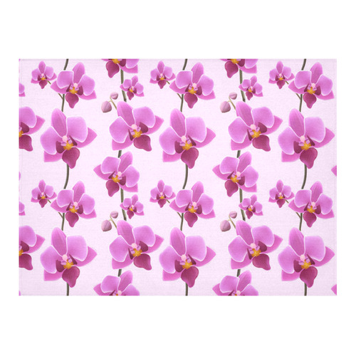 Orchid Floral Pattern Cotton Linen Tablecloth 52"x 70"