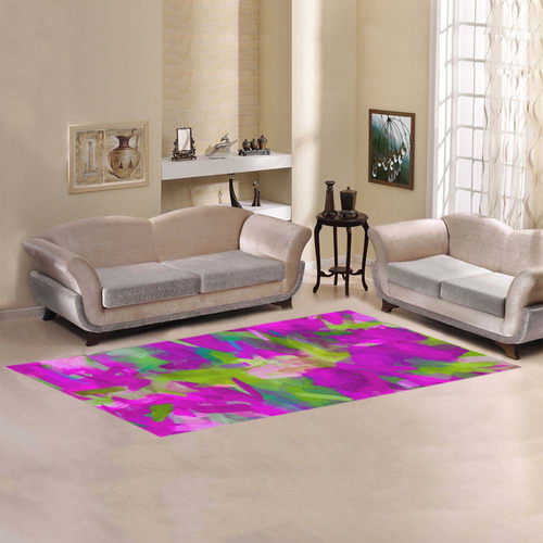 splash painting abstract texture in purple pink green Area Rug 9'6''x3'3''