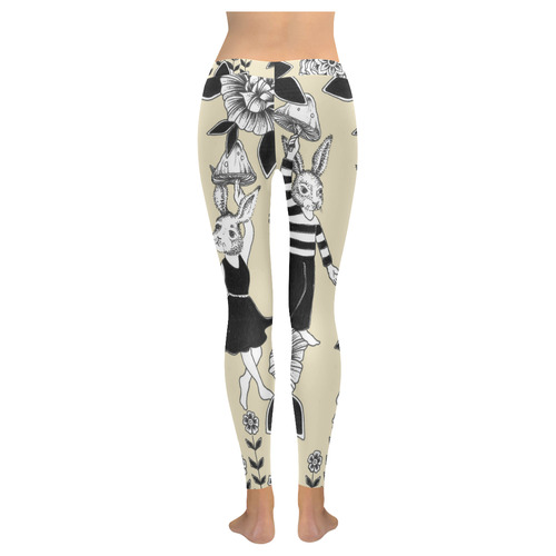 woodlands - bunny trip - pattern Women's Low Rise Leggings (Invisible Stitch) (Model L05)