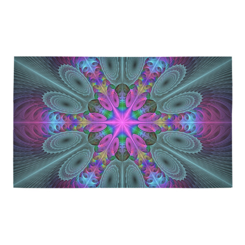 Mandala From Center Colorful Fractal Art With Pink Azalea Doormat 30" x 18" (Sponge Material)