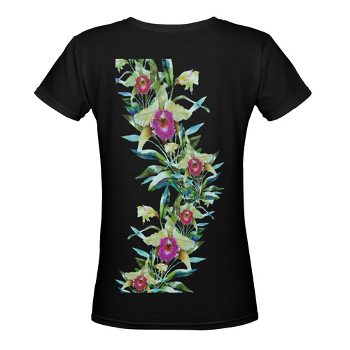 Orchid 6 Women's Deep V-neck T-shirt (Model T19)