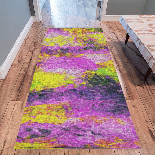 vintage psychedelic painting texture abstract in pink and yellow with noise and grain Area Rug 9'6''x3'3''