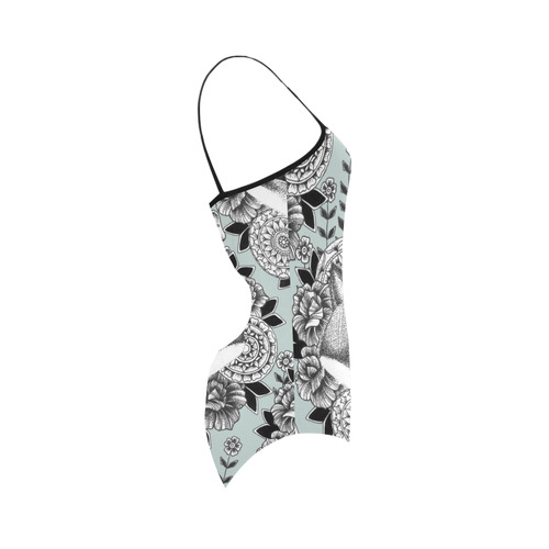 woodlands - fox and flowers pattern Strap Swimsuit ( Model S05)