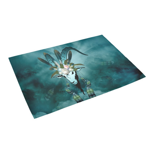The billy goat with feathers and flowers Azalea Doormat 24" x 16" (Sponge Material)