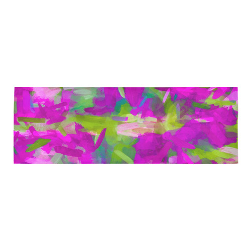 splash painting abstract texture in purple pink green Area Rug 9'6''x3'3''