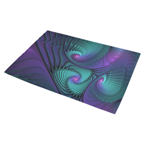 Purple meets Turquoise modern abstract Fractal Art Azalea Doormat 30" x 18" (Sponge Material)