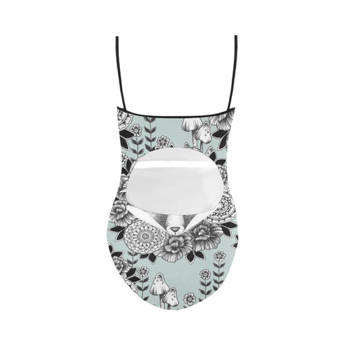 woodlands - fox and flowers pattern Strap Swimsuit ( Model S05)