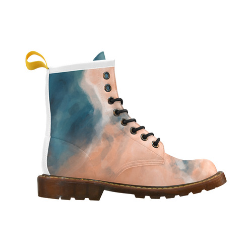 psychedelic splash painting texture abstract background in brown and blue High Grade PU Leather Martin Boots For Men Model 402H