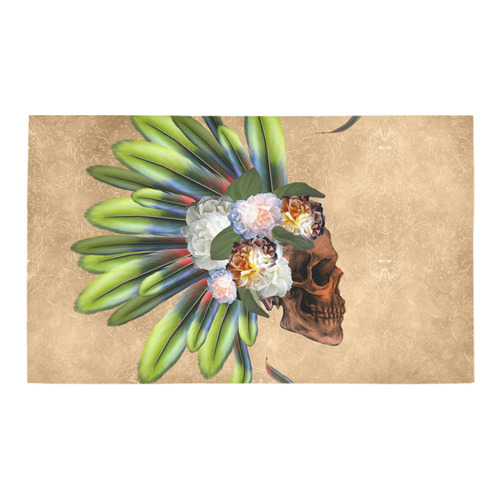 Amazing skull with feathers and flowers Azalea Doormat 30" x 18" (Sponge Material)