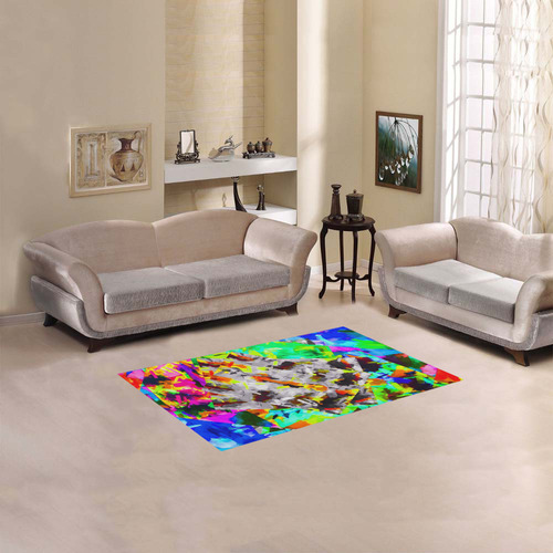 camouflage psychedelic splash painting abstract in blue green orange pink brown Area Rug 2'7"x 1'8‘’