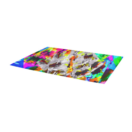 camouflage psychedelic splash painting abstract in blue green orange pink brown Area Rug 9'6''x3'3''