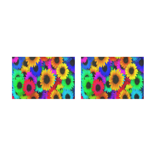 Neon Rainbow Pop Sunflowers Placemat 12’’ x 18’’ (Set of 2)