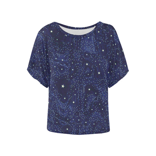 Awesome allover Stars 01B by FeelGood Women's Batwing-Sleeved Blouse T shirt (Model T44)