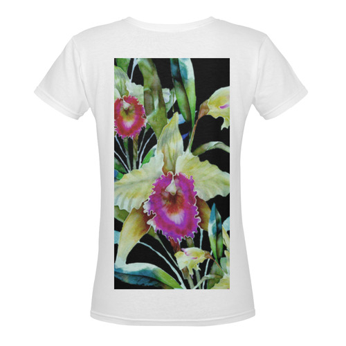 Orchid 4 Women's Deep V-neck T-shirt (Model T19)