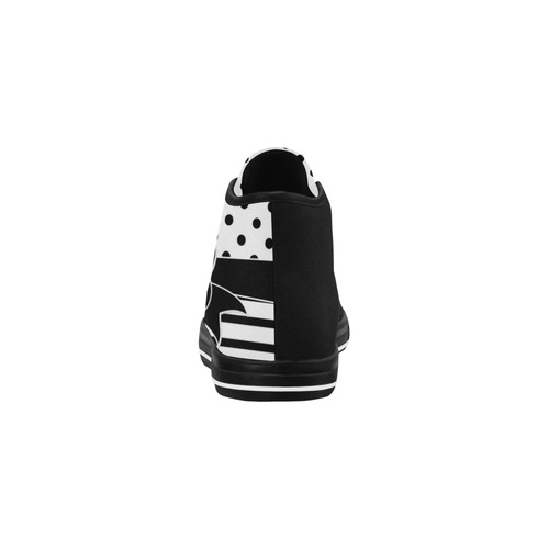 Polka Dots Stripes black white Comic Ribbon black Vancouver H Women's Canvas Shoes (1013-1)