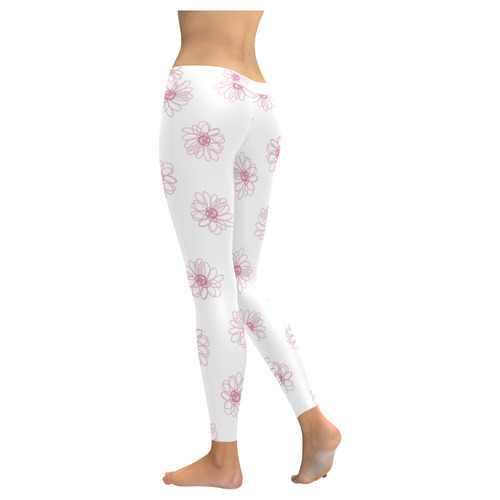 Pink floral pattern Women's Low Rise Leggings (Invisible Stitch) (Model L05)