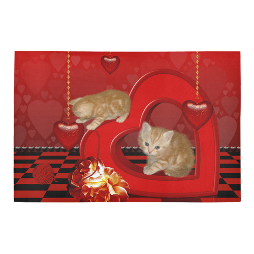 Cute kitten with hearts Azalea Doormat 24" x 16" (Sponge Material)