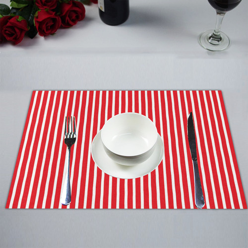 Red White Candy Striped Placemat 14’’ x 19’’ (Two Pieces)