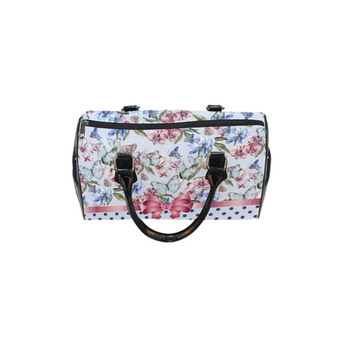 Watercolor Flowers Butterflies Polka Dots Ribbon B Boston Handbag (Model 1621)