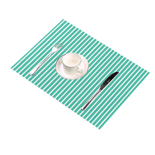 Aquamarine And White Candy Stripes Placemat 14’’ x 19’’ (Six Pieces)