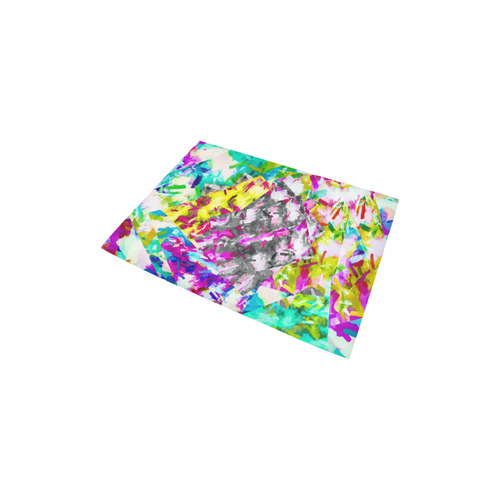 camouflage psychedelic splash painting abstract in pink blue yellow green purple Area Rug 2'7"x 1'8‘’