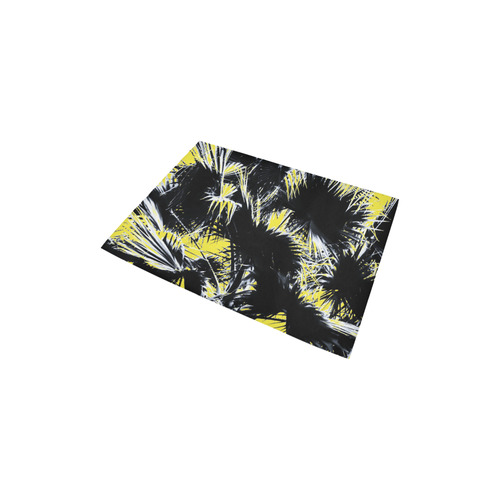 black and white palm leaves with yellow background Area Rug 2'7"x 1'8‘’