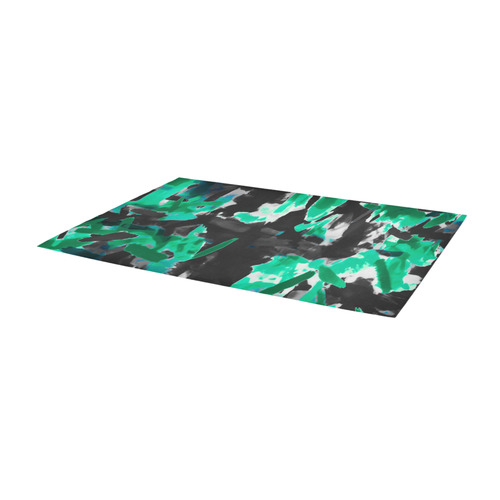 psychedelic vintage camouflage painting texture abstract in green and black Area Rug 9'6''x3'3''