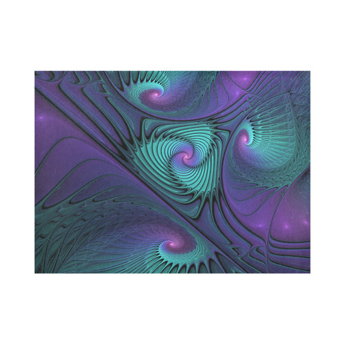Purple meets Turquoise modern abstract Fractal Art Placemat 14’’ x 19’’ (Set of 4)