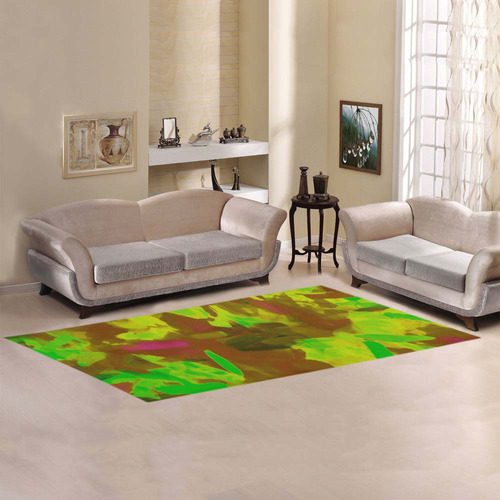 camouflage painting texture abstract background in green yellow brown Area Rug 9'6''x3'3''