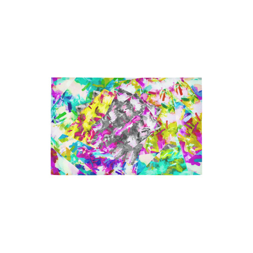 camouflage psychedelic splash painting abstract in pink blue yellow green purple Area Rug 2'7"x 1'8‘’